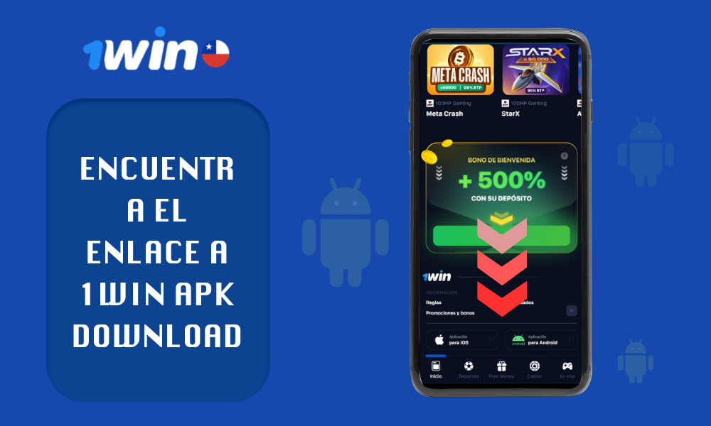 Los usuarios de Chile pueden descargar la aplicación en el sitio web de 1Win, desplazándose hasta la parte inferior de la página de inicio